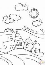 Village Houses Coloring Pages Sketch Page sketch template