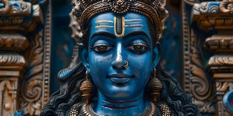 Premium Photo | A detailed image of a blueskinned Lord Shiva statue in ...