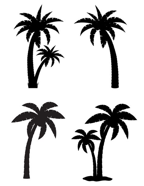 palm tropical tree set icons black silhouette vector illustration 516096 Vector Art at Vecteezy