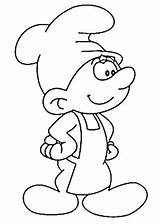 Smurf Baker Coloring Sketch Page sketch template