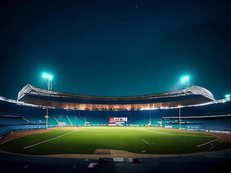 Premium Photo | Cricket stadium at night Background