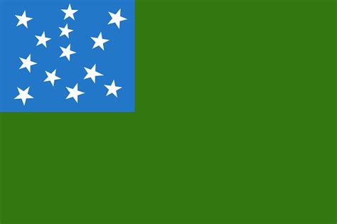 Flag of the Green Mountain Boys with a blue canton containing 13 white ...