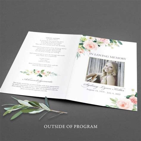 Printed Funeral Service Booklet Custom Designed with Florals