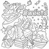 Doodle Coloring Of Different Types Sweets Stock Vector  sketch template