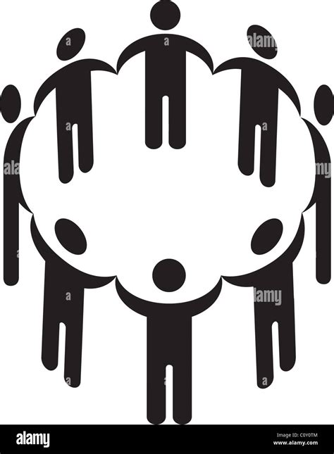 Vector illustration of a circle of people holding hands silhouette Stock Photo - Alamy