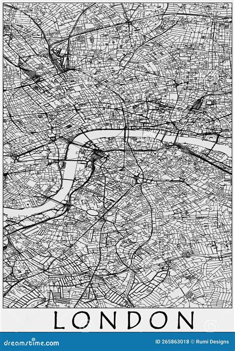 London City Vector Map Black and White HD Stock Illustration ...