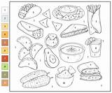 Color By Number Mexican Food coloring Page  Free Printable Coloring Pages sketch template