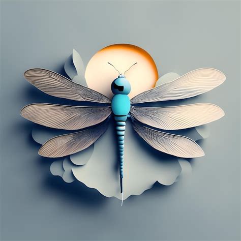 Premium Photo | A paper cut out of a dragonfly with the sun in the ...