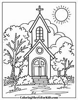 Church Coloring Pages Free Print And Downloads  Sheets For Kids sketch template