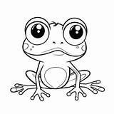 Frog In A Pond Coloring Page Vector Basic Simple Cute Cartoon  sketch template