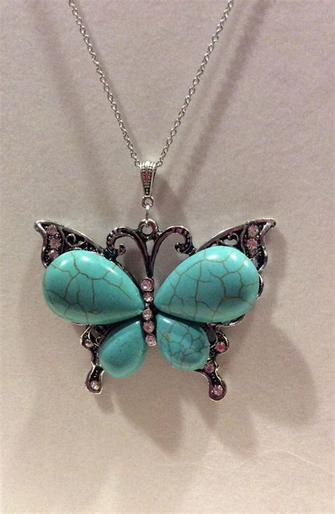 Turquoise Silver Butterfly Necklace | Etsy | Butterfly necklace, Necklace, Turquoise