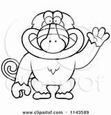 Cartoon Clipart Of A Black And White Baboon Monkey Looking Around  sketch template