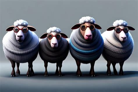 Premium AI Image | 3d cartoon sheep wearing clothes glasses hat and ...