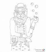Cartoon Hipster Coloring Pages Animal  Free Printable sketch template