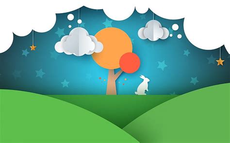 1920x1080px, 1080P free download | White bunny, cloud, rabbit, sky, tree, texture, paper, bunny ...