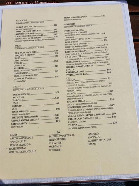 Menu at Vistamar restaurant, New Rochelle, 565 City Island Ave