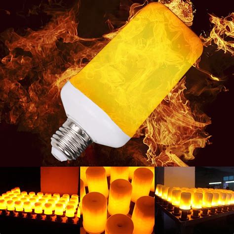 LED Flame Effect Simulated Nature Fire Light 7W 110V 220V Corn Bulbs E27 E26 Decoration Lamp ...