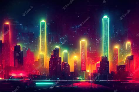 Premium Photo | Futuristic city concept art cityscape at night with ...