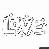 Love In Bubble Letters Coloring Page  Easy Drawing Guides sketch template