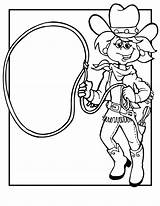 Cowgirl With Rope sketch template