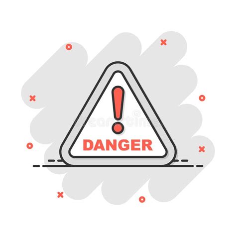 Vector Cartoon Danger Icon in Comic Style. Attention Caution Sign Illustration Pictogram Stock ...