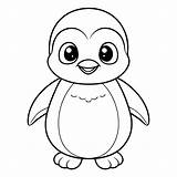 Adorable Penguin Cartoon Outline For Kids Coloring Book Cute Animal  sketch template