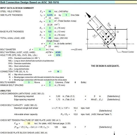 Bolt Connection Design Spreadsheet Based on AISC