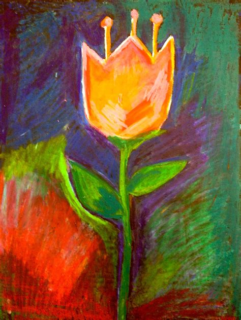 Twenty Flowers Oil Crayon on Black Construction Paper | Весна