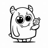 Cute Monster With Candy coloring Page  Download Print Or Color Online sketch template