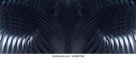 3d Illustration Abstract Black Demon Wings Stock Illustration ...