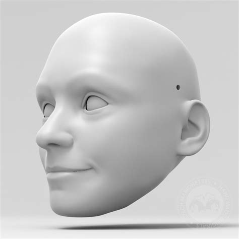 3D model of a little girl's head for 60cm puppet, stl for 3D printing ...