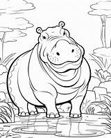 Hippo Color Sheets Free & Printable sketch template
