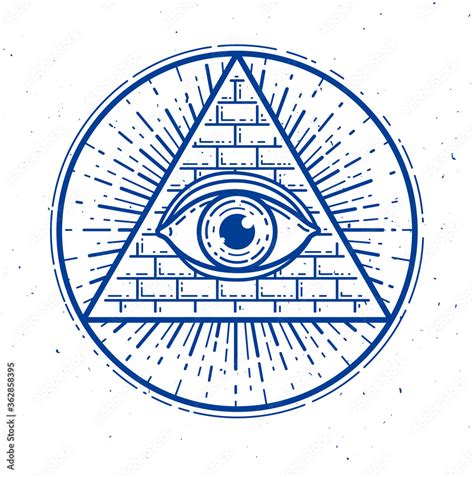 All seeing eye of god in sacred geometry triangle, masonry and ...