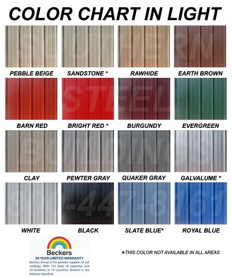 Metal Color Chart Roof Colors Tin Roof Metal Roof Col - vrogue.co