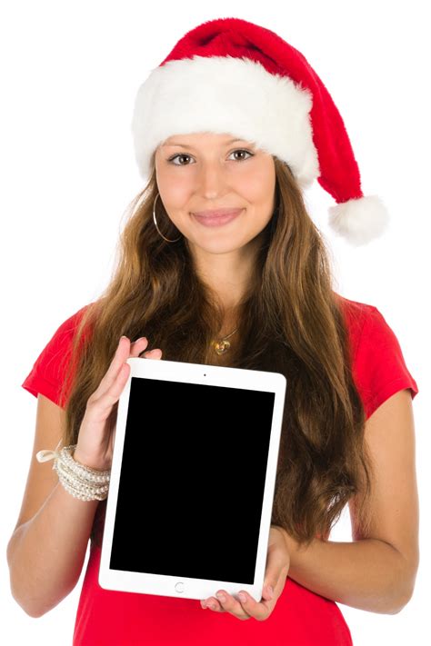Santa Girl With A Tablet Free Stock Photo - Public Domain Pictures