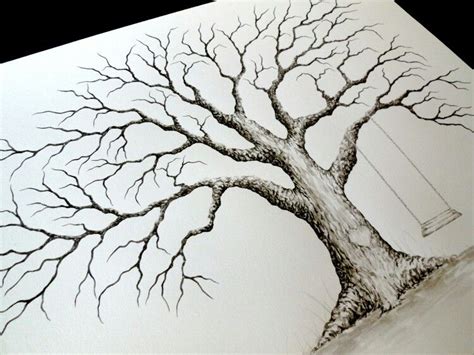 Barren tree | Oak tree tattoo, Tree sketches, Guest book tree