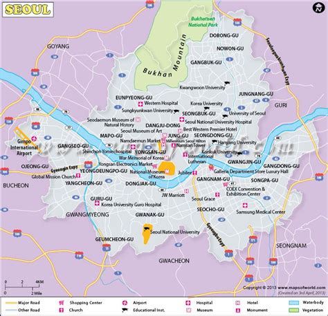 Seoul Map | Map of Seoul City, South Korea | Seoul map, Korea map, Seoul