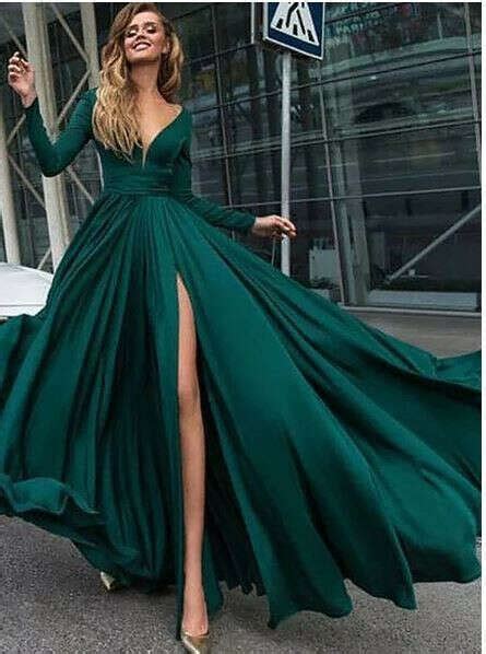 Long Sleeves Emerald Green Evening Prom Dresses, Cheap Sweet 16 Dresses, 18305 : @loverbridal-1 ...