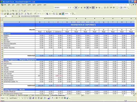 Household Finance Spreadsheet for 015 Simple Personal Budget Template ...