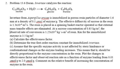 Solved Invertase catalyzes the reaction: (Shown in the photo | Chegg.com