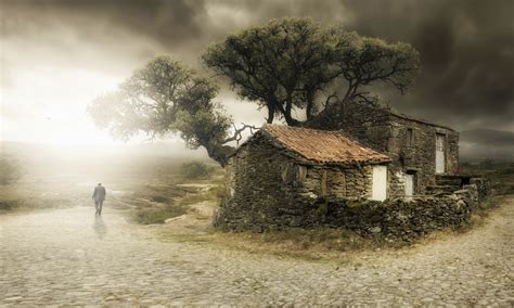 house, Trees, Clouds, Old, Nature, Gray, Mist, Landscape Wallpapers HD ...