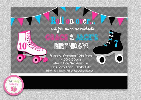 Skating Rink Birthday Invitations Siblings Roller Skating Birthday Invitation by | BirthdayBuzz