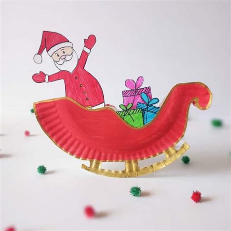 ROCKING SANTA CLAUS SLEIGH PAPER PLATE CRAFT - Hello Wonderful