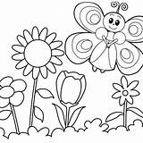 Butterfly Dancing Around Flowers Coloring Page  Mitraland sketch template
