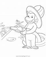Curious George As Fireman Coloring Page For Kids  Free sketch template