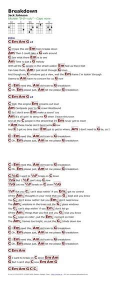 Jack Johnson Breakdown Chords - Sheet and Chords Collection