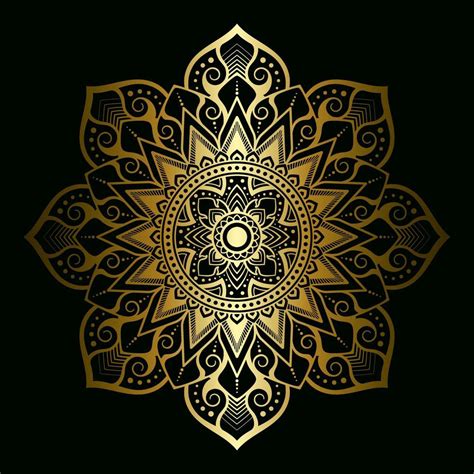 Mandala Pattern Applied Thai Art Style With Golden Gradient 7617337 ...