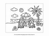 Printable Summer Beach Vacation Coloring Page · InkPx sketch template