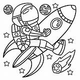 Astronaut Riding On A Rocket Ship Coloring Page Stock Vector  sketch template