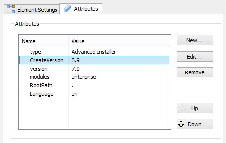 XML Element Attributes Tab